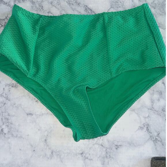 Aerie-Swimwear-Bikini Bottoms-Small-Green-High Waisted Full Coverage - Picture 1 of 3